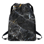 Black Grey Marble Print Drawstring Backpack