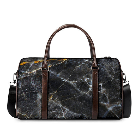 Black Grey Marble Print Duffle Bag