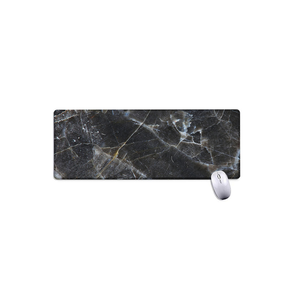 Black Grey Marble Print Extended Mouse Pad