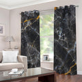 Black Grey Marble Print Extra Wide Grommet Curtains
