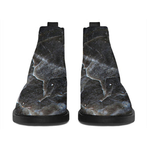 Black Grey Marble Print Flat Ankle Boots