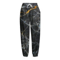Black Grey Marble Print Fleece Lined Knit Pants