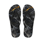 Black Grey Marble Print Flip Flops