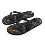 Black Grey Marble Print Flip Flops