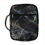 Black Grey Marble Print Front Pocket Bible Bag