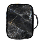 Black Grey Marble Print Front Pocket Bible Bag