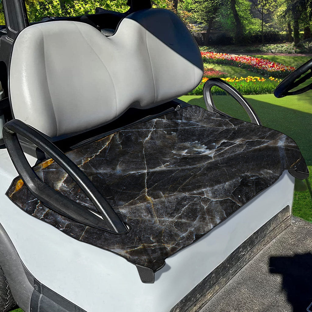 Black Grey Marble Print Golf Cart Seat Cover
