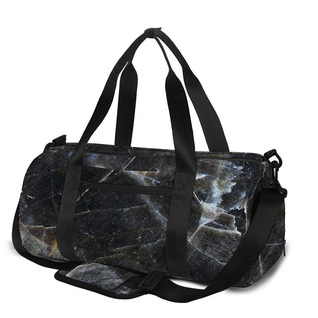 Black Grey Marble Print Gym Bag