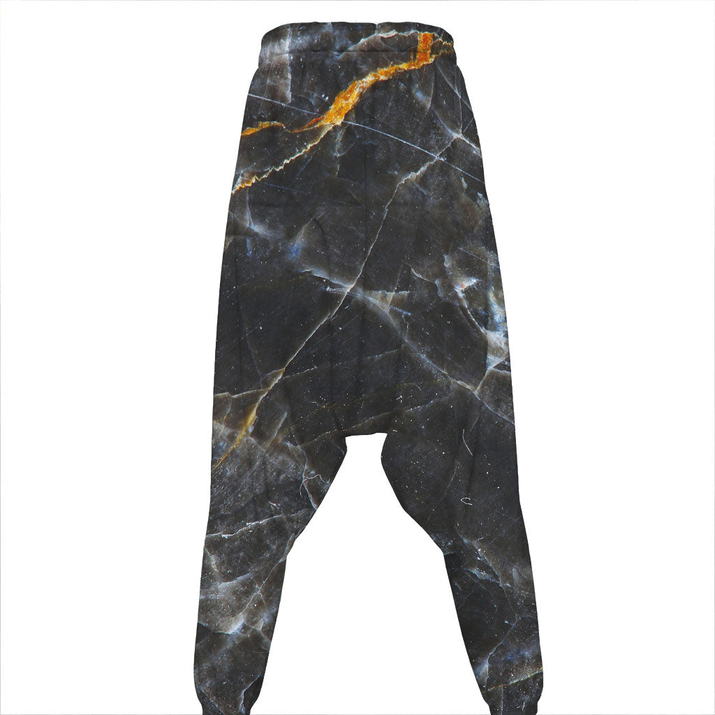 Black Grey Marble Print Hammer Pants