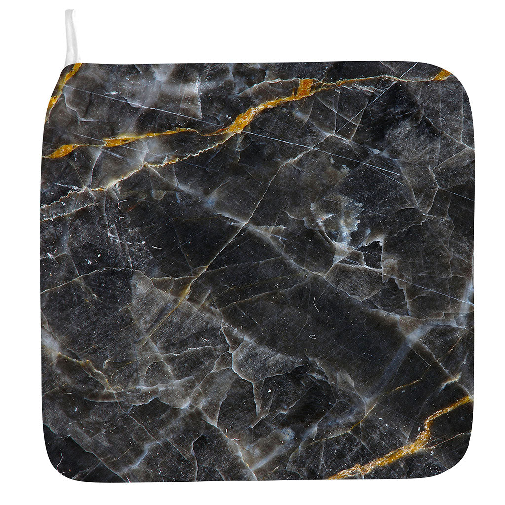 Black Grey Marble Print Hand Towel