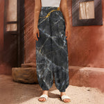 Black Grey Marble Print Harem Pants