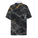 Black Grey Marble Print Hawaiian Shirt