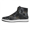 Black Grey Marble Print High Top Leather Sneakers