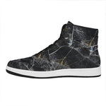 Black Grey Marble Print High Top Leather Sneakers