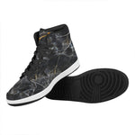 Black Grey Marble Print High Top Leather Sneakers