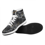 Black Grey Marble Print High Top Leather Sneakers