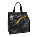 Black Grey Marble Print Insulated Lunch Tote