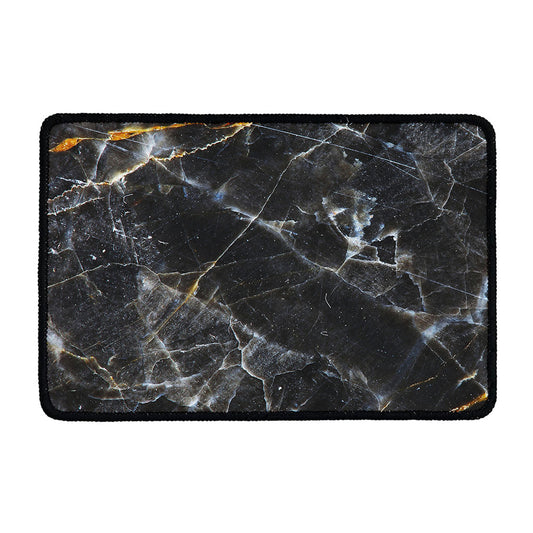 Black Grey Marble Print Kitchen Mat