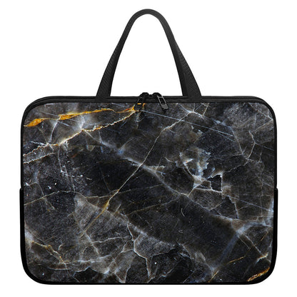 Black Grey Marble Print Laptop Sleeve With Handle