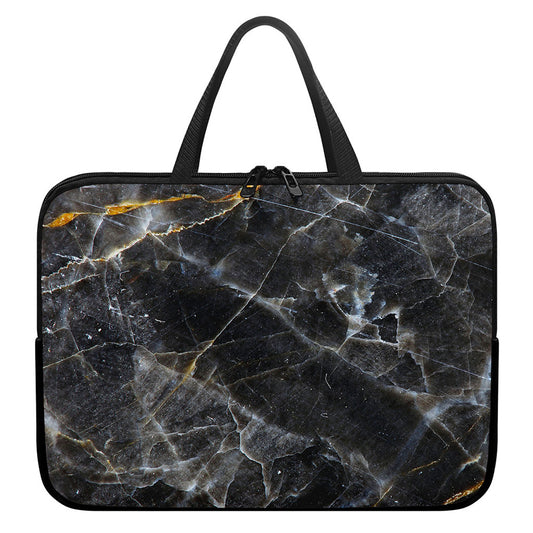 Black Grey Marble Print Laptop Sleeve With Handle