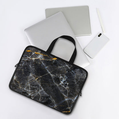 Black Grey Marble Print Laptop Sleeve With Handle