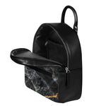 Black Grey Marble Print Leather Backpack