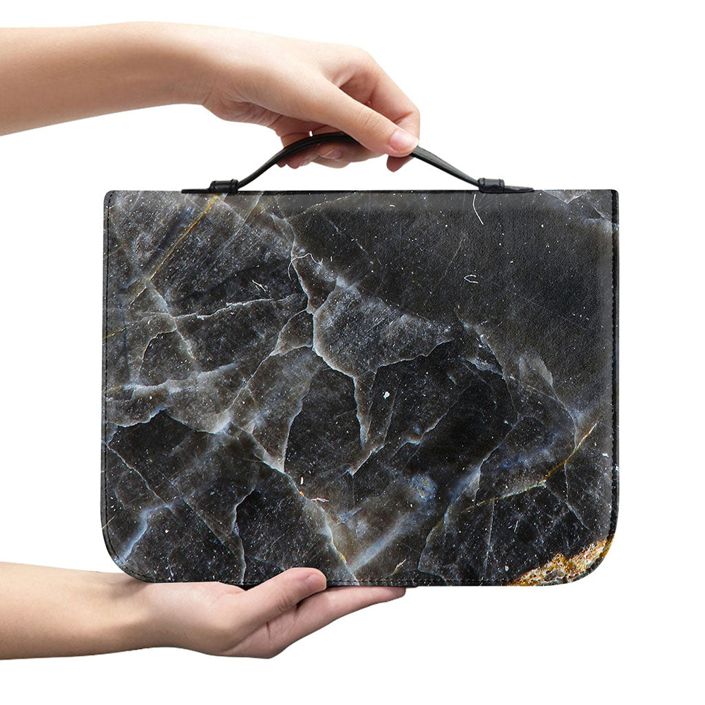 Black Grey Marble Print Leather Bible Cover