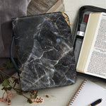 Black Grey Marble Print Leather Bible Cover