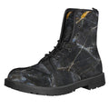 Black Grey Marble Print Lace-Up Boots