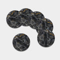 Black Grey Marble Print Leather Coaster Set