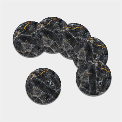 Black Grey Marble Print Leather Coaster Set