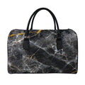 Black Grey Marble Print Leather Duffel Bag