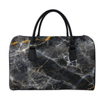Black Grey Marble Print Leather Duffle Bag