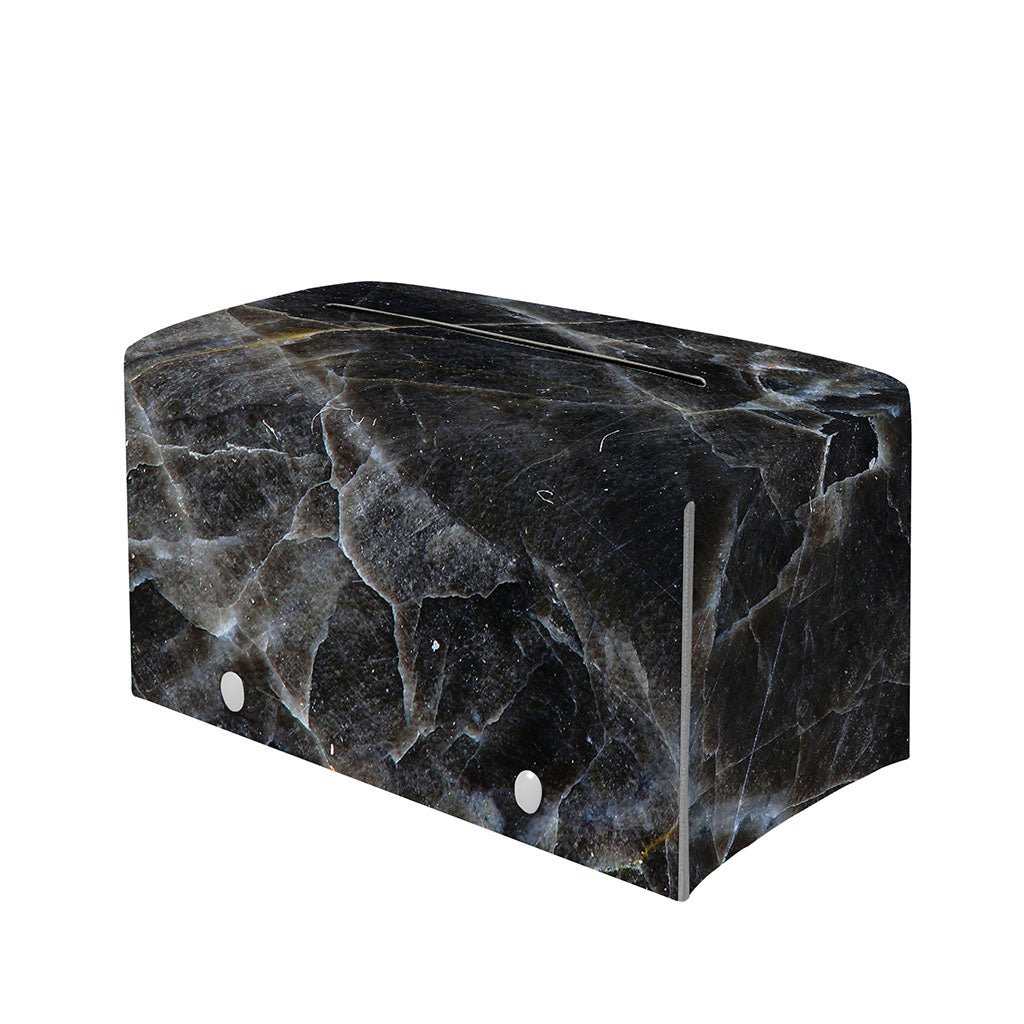 Black Grey Marble Print Leather Tissue Box Cover