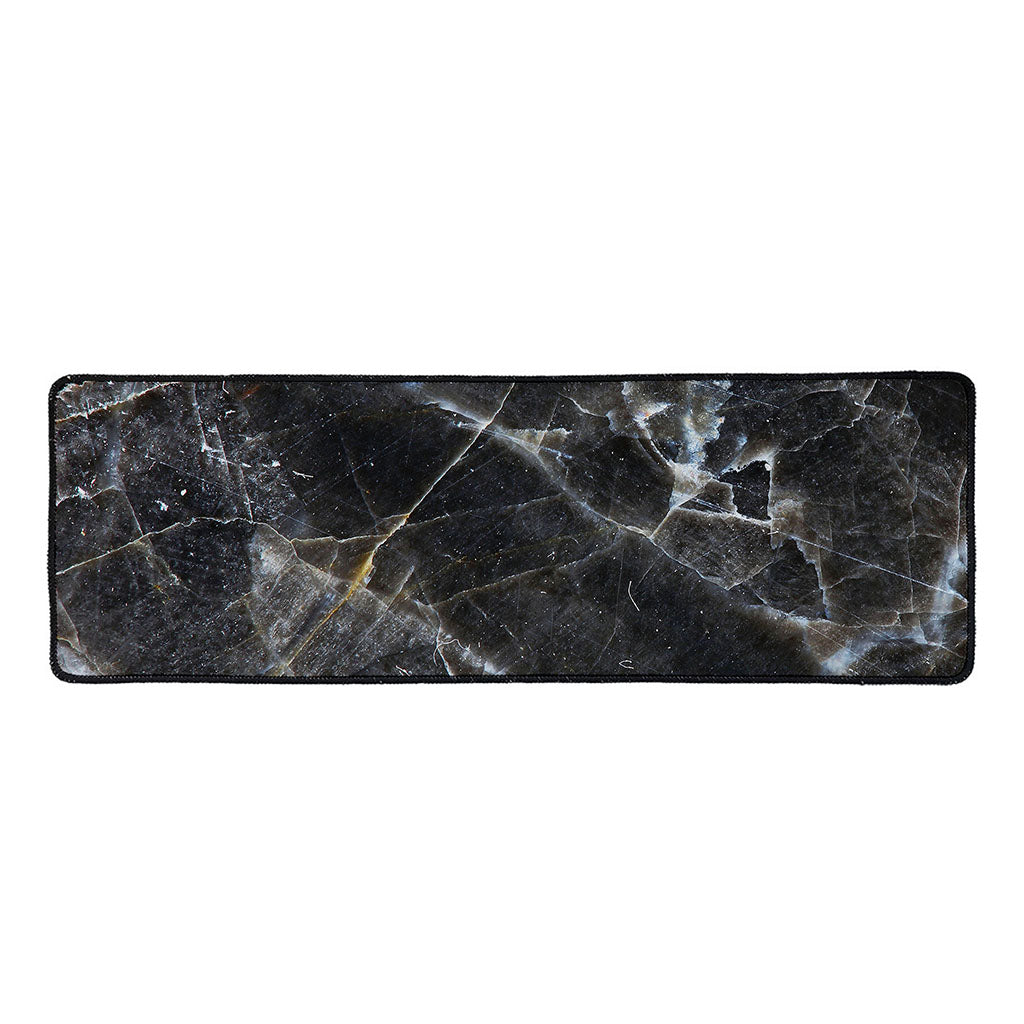 Black Grey Marble Print Long Kitchen Mat