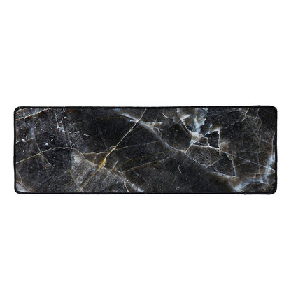 Black Grey Marble Print Long Kitchen Mat