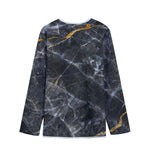 Black Grey Marble Print Long Sleeve Short Coat