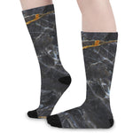 Black Grey Marble Print Long Socks