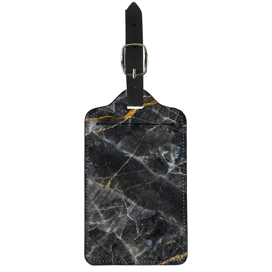Black Grey Marble Print Luggage Tag