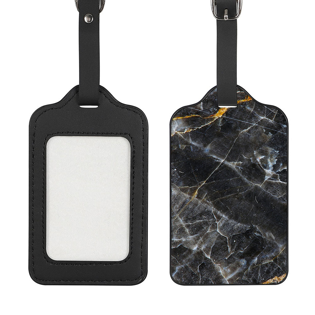 Black Grey Marble Print Luggage Tag