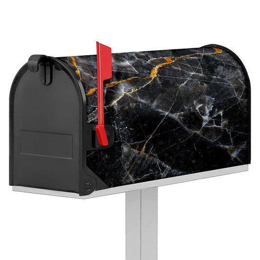 Black Grey Marble Print Mailbox Cover