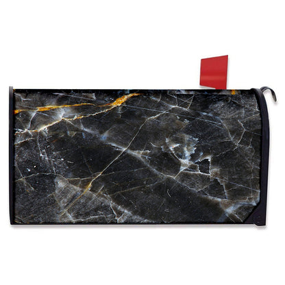 Black Grey Marble Print Mailbox Cover