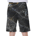 Black Grey Marble Print Men's Beach Shorts