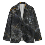 Black Grey Marble Print Men's Blazer