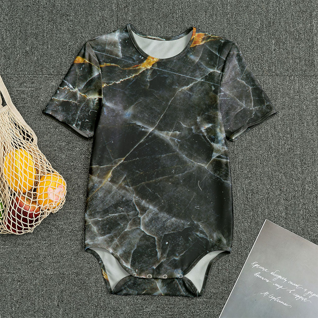 Black Grey Marble Print Men's Bodysuit