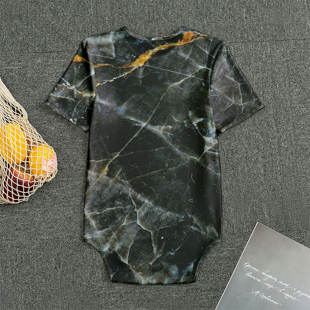 Black Grey Marble Print Men's Bodysuit