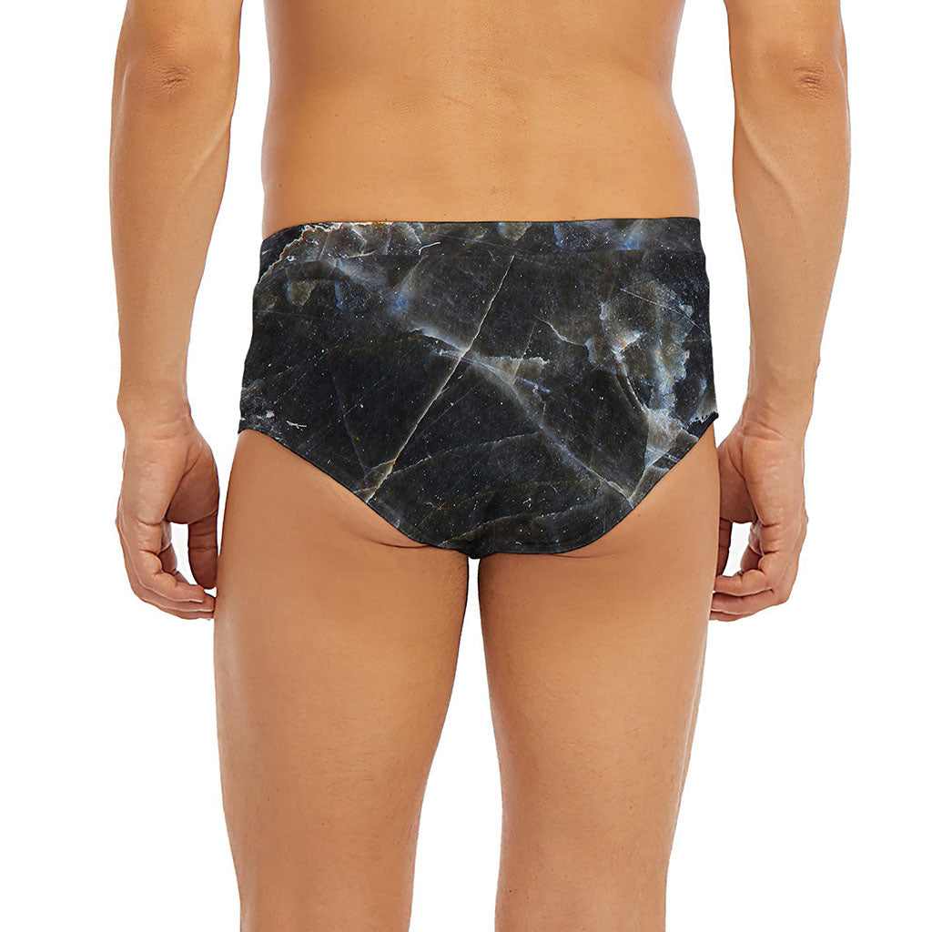 Black Grey Marble Print Men's Briefs