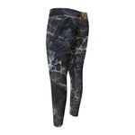 Black Grey Marble Print Men's Compression Pants