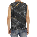 Black Grey Marble Print Men's Fitness Tank Top