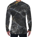 Black Grey Marble Print Men's Long Sleeve T-Shirt
